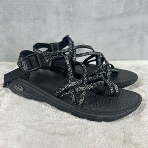 Chaco ZX/2 Sandal Womens Size 9 Dual Strap Hiking Sandals Black Grey Toe-Loop